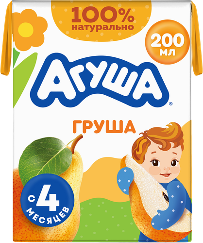 Сок детский АГУША Груша осветленный, с 4 месяцев, 200мл, вид
