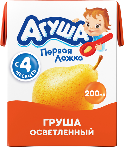 Сок детский АГУША Груша осветленный, с 4 месяцев, 200мл, фотография
