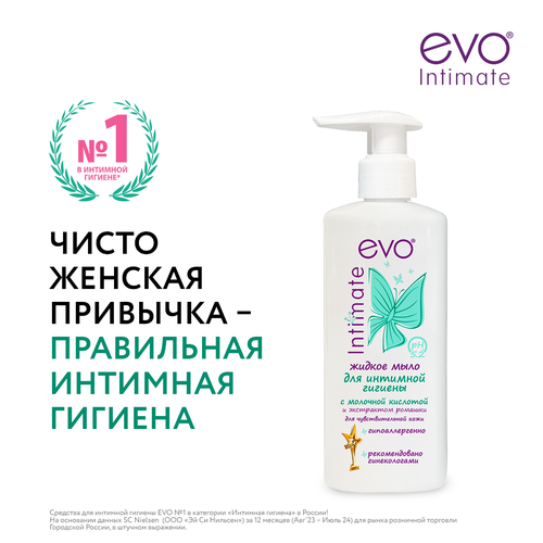 Жидкое мыло для интимной гигиены EVO для чувствительной кожи, 200мл, фотография