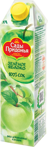 Сок САДЫ ПРИДОНЬЯ Зеленое яблоко осветленный восстановленный, 1л, крупный план