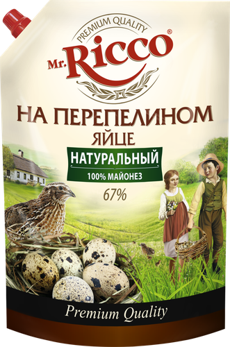 Майонез MR.RICCO Organic на перепелином яйце 67%, 800мл, крупный план