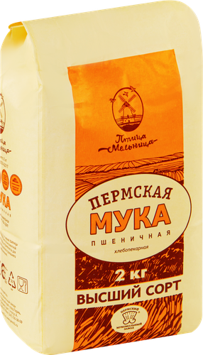 Мука пшеничная ПТИЦА-МЕЛЬНИЦА хлебопекарная высший сорт, 2кг, изображение