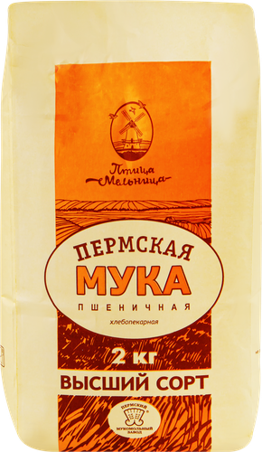 Мука пшеничная ПТИЦА-МЕЛЬНИЦА хлебопекарная высший сорт, 2кг, фото