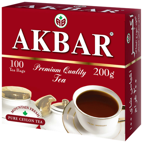 Чай черный AKBAR Красно-белая серия Цейлонский байховый, 100пак, картинка