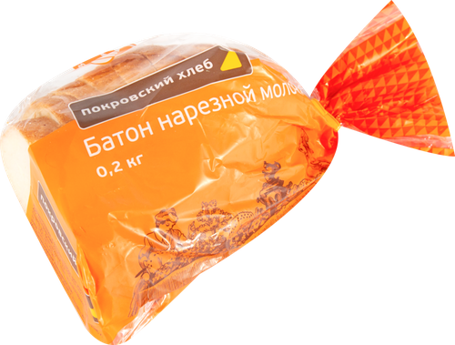 Батон ПОКРОВСКИЙ ХЛЕБ Нарезной молочный, 200г, крупный план