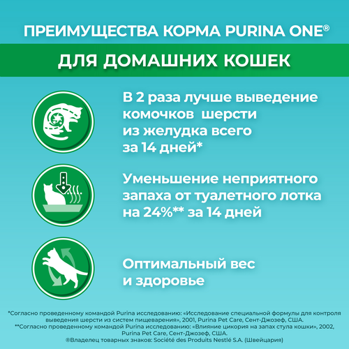 Корм сухой для взрослых кошек PURINA ONE Housecat с индейкой и цельными злаками, 1,5кг, фотография