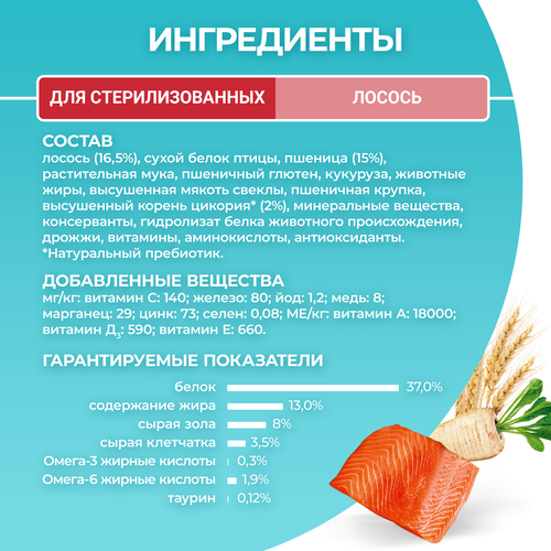 Корм сухой для взрослых кошек PURINA ONE Sterilised с лососем и пшеницей, для стерилизованных, 1,5кг, вид