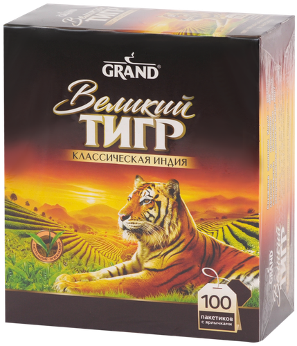 Чай черный GRAND Великий Тигр Индийский байховый, 100пак, изображение