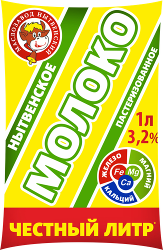 Молоко пастеризованное МЗ НЫТВЕНСКИЙ 3,2%, без змж, 1000мл, детальное фото