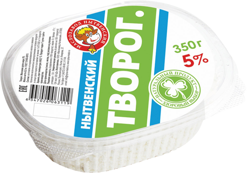 Творог МЗ НЫТВЕНСКИЙ 5%, без змж, 350г, вид