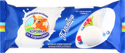 Мороженое КОРОВКА ИЗ КОРЕНОВКИ Пломбир ванильный 15%, без змж, полено, 400г, фотография