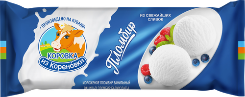 Мороженое КОРОВКА ИЗ КОРЕНОВКИ Пломбир ванильный 15%, без змж, полено, 400г, детальное фото