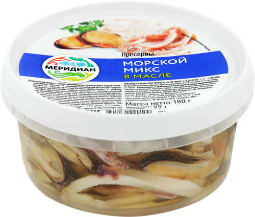 Морской микс МЕРИДИАН в масле, 180г, изображение