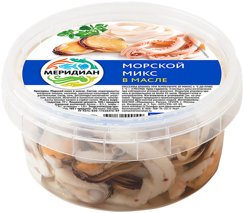 Морской микс МЕРИДИАН в масле, 180г, картинка