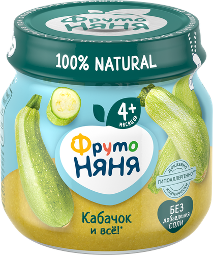 Пюре овощное ФРУТОНЯНЯ Кабачок, с 4 месяцев, 80г, вид