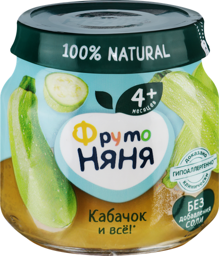 Пюре овощное ФРУТОНЯНЯ Кабачок, с 4 месяцев, 80г, детальное фото