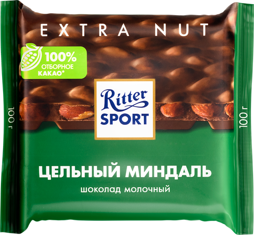 Шоколад молочный RITTER SPORT Цельный миндаль, 100г, фото