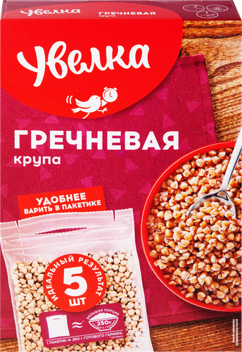 Крупа гречневая УВЕЛКА ядрица Экстра, в пакетиках, 5х80г, детальное фото