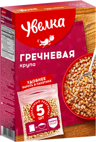 Крупа гречневая УВЕЛКА ядрица Экстра, в пакетиках, 5х80г, детальное фото