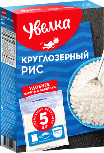 Рис круглозерный УВЕЛКА в пакетиках, 5х80г, детальное фото