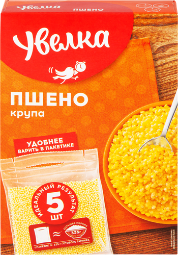 Пшено УВЕЛКА в пакетиках, 5х80г, вид