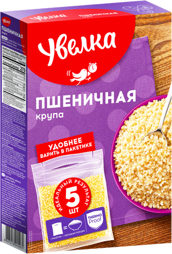 Крупа пшеничная УВЕЛКА в пакетиках, 5х80г, вид