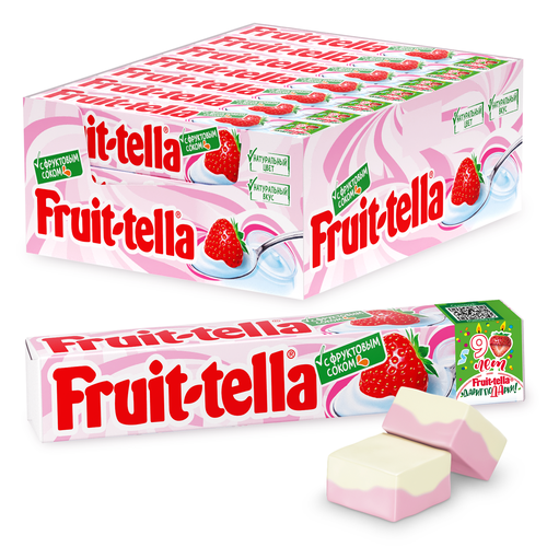 Конфета жевательная FRUIT-TELLA со вкусом клубничного йогурта, 41г, фото