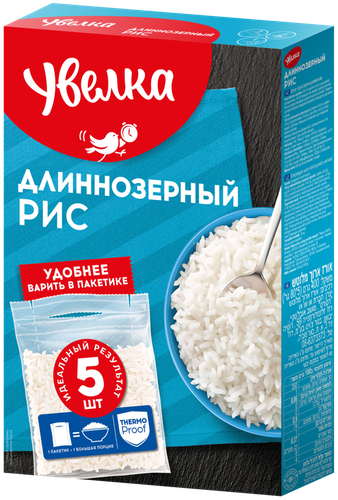 Рис длиннозерный УВЕЛКА шлифованный, в пакетиках, 5х80г, детальное фото