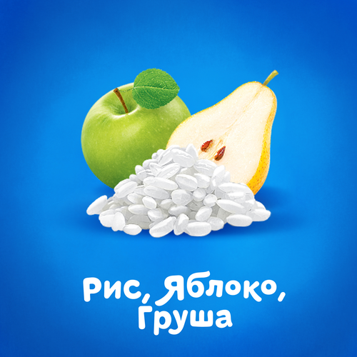 Кашка рисовая детская АГУША Засыпай-ка молочная 2,7%, с яблоком и грушей, с 6 месяцев, 200мл, изображение