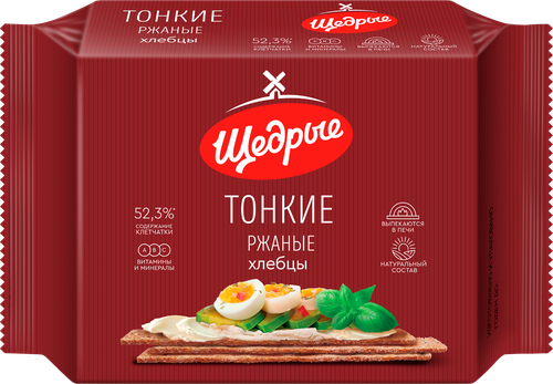 Хлебцы ржаные ЩЕДРЫЕ тонкие, 170г, фото