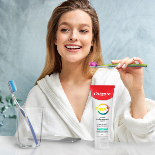 Зубная паста COLGATE Total 12 Профессиональная чистка, с цинком и аргинином для антибактериальной защиты, 75мл, детальное фото