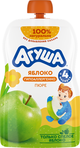 Пюре фруктовое АГУША Яблоко, с 4 месяцев, 90г, фото
