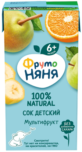 Сок ФРУТОНЯНЯ Мультифрукт, с 6 месяцев, 200мл, вид