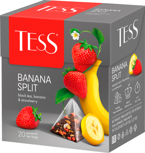 Чай черный TESS Banana Split, 20пир, крупный план