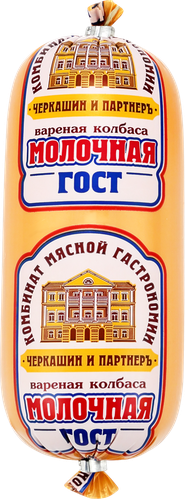 Колбаса вареная ЧЕРКАШИН И ПАРТНЕРЪ Молочная, категория Б, 350г, крупный план