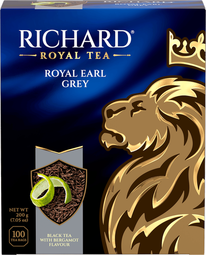 Чай черный RICHARD Royal Earl Grey Цейлонский с ароматом бергамота байховый, 100пак, фотография
