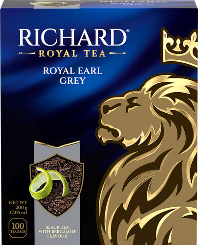 Чай черный RICHARD Royal Earl Grey Цейлонский с ароматом бергамота байховый, 100пак, вид