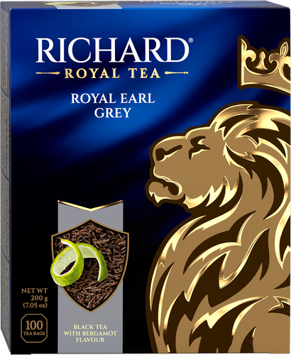 Чай черный RICHARD Royal Earl Grey Цейлонский с ароматом бергамота байховый, 100пак, вид