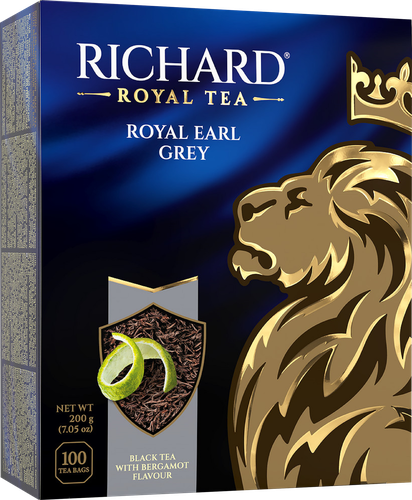 Чай черный RICHARD Royal Earl Grey Цейлонский с ароматом бергамота байховый, 100пак, изображение