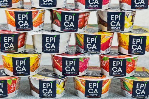 Йогурт EPICA с вишней и черешней 4,8%, без змж, 130г, фото