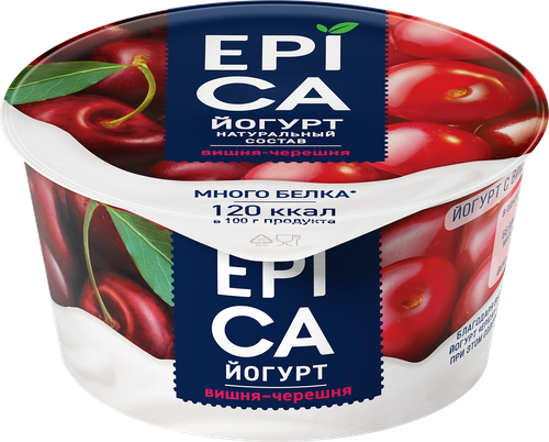 Йогурт EPICA с вишней и черешней 4,8%, без змж, 130г, фотография