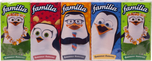 Платочки бумажные FAMILIA Классические 3-слоя, 10шт, крупный план