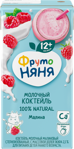 Коктейль молочный ФРУТОНЯНЯ Малиновый 2,1%, без змж, 200мл, фотография