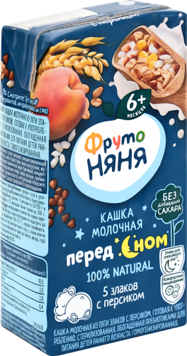 Кашка мультизлаковая ФРУТОНЯНЯ молочная, с персиком и пребиотиками, с 6 месяцев, 200мл, изображение