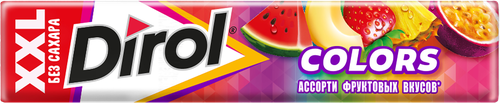 Жевательная резинка DIROL Colors XXL ассорти фруктовых вкусов, 19Г, вид