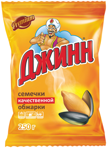 Семечки подсолнечника ДЖИНН жареные, 250г, крупный план