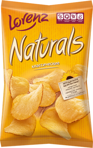 Чипсы картофельные NATURALS Lorenz Классические с солью, 100г, картинка