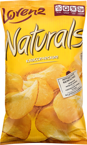 Чипсы картофельные NATURALS Lorenz Классические с солью, 100г, фотография