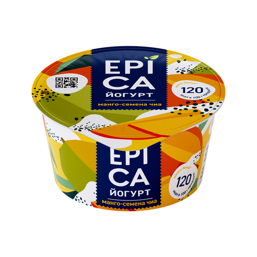 Йогурт EPICA с манго и семенами чиа 5%, без змж, 130г, детальное фото