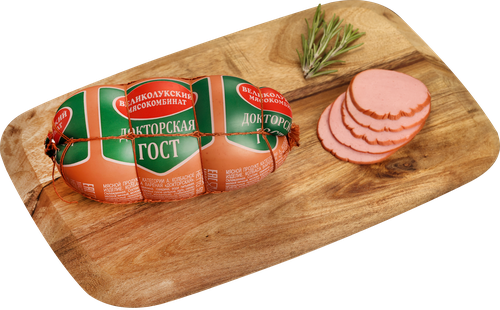 Колбаса вареная МК ВЕЛИКОЛУКСКИЙ Докторская ГОСТ в обвязке, 500г, фото